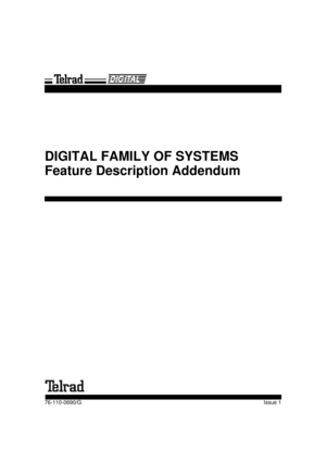 Page 1DIGITAL FAMILY OF SYSTEMS
Feature Description Addendum
76-110-0690/G Issue 1 