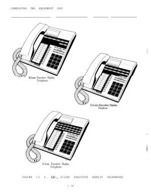 Page 27COMPLETING TRE EQUIPMENT LIST
 Executive Display
Telephone
FIGURE l-4
Telephone
24-Line Executive Display
Telephone
8-, 24-LINE EXECUTIVE DISPLAY TELEPHONES
1-18 