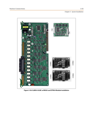 Page 89Station Connections3-55
Chapter 3 - System Installation
Figure 3-30: SLIBE & SLIBC w/MSGU and DTRU4 Module Installation
CN2
CN1 CN8CN1
CN7CN5
CN6
CN2
CONN1
CONN2
CONN1
CONN2
DT
RU4
MS
G
U48
(f
or
po
rts7-
1
2)
MSGU
48
(f
or
p
ort
s1-
6
) 