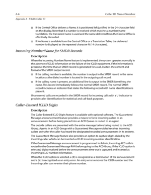 Page 420A-6Caller ID Name/Number
Appendix A - ICLID / Caller ID
