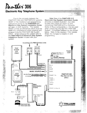 Page 6bNcY. When following this update-refer to  Due to the similarity between the 
PANTHER 306 and PANTHER 612 systems, 
the PANTHER 612 Electronic Key System  MOST of the installation and programming 
instructrons found on the PANTHER 612 
Installation Guide included with your  Electronic Key System installation Guide 
will apply to both systems. This Update 
system.  Sheet outlines all differences which must be 
taken into considerarron when installing and 
proaramminq the PANTHER 306 System Side One of the...