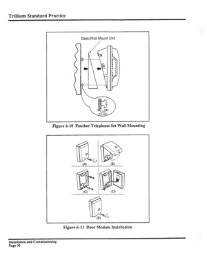 Page 249Trillium Standard Practice 
Desk/Wall Mpunt 
Unit 
Figure 6-10 Panther Telephone Set Wall Mounting 
Figure 6-11 Door Module Installation 
Installation and Commissioning 
Page 30  