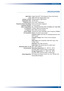 Page 29
29
APPENDICES
SPECIFICATIONS
Light V
alve
Lamp
Number of Pixels
Displayable Color Projection Lens
Projection Screen Size (Diag.) Projection Distance
Video Compatibility H. Frequency
V. Frequency
Power Supply
I/O Connectors
Dimensions (W x H x D) Environmental
Safety RegulationSingle Chip DLPTMT echnology by Texas Instruments
200W SHP User Replaceable Lamp
1024 pixels(H) X 768 lines(V)
16.7M colors
F/2.4~2.65. f 2835.6mm
0.63 to 6.2
5meters diagonal
1.2 to10 metres
PAL, SECAM 625/576i\p NTSC 525/480i\p...