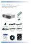 Page 66 INTRODUCTION
PACKAGE OVERVIEW
This projector comes with all the items shown below. 
Check to make sure your unit is complete. 
Contact your dealer immediately if anything is missing.
Projector with lens cap 
Power Cord 1.8m
Composite Video 
Cable 2.0mBatteries x 2 Remote Control 
VGA Cable 1.8m
Audio Cable Jack/Jack
1.8m
User’s Guide Quick Start Card Warranty Card
SCART RGB Adaptor
(For European Use Only)S-Video Cable 