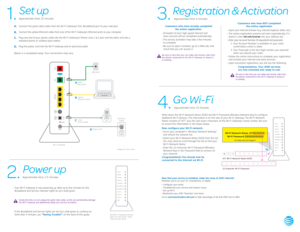 Page 2UVEP100044423_UV_Internet_Voice_Guide_IFC _s1UVEP100044423_UV_Internet_Voice_Guide_IBC _s1
Images are not to scale.
Write down the Wi-Fi Network Name (SSID) and Wi-Fi Password (Wireless Network Key) to configure 
additional Wi-Fi devices. This information is on the side of your Wi-Fi Gateway. The Wi-Fi Network 
Name consists of “ATT” plus the last seven characters of the Wi-Fi Gateway’s serial number. Be sure 
to record this information in the boxes below.
Now configure your Wi-Fi network:
·
  Go to your...