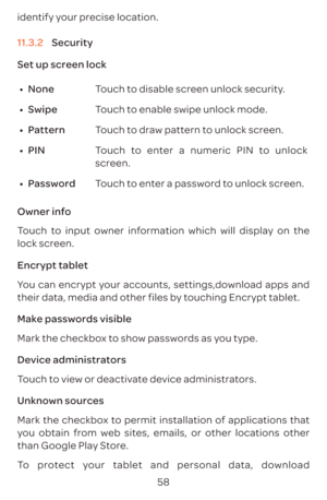 Page 6158
iden
11. 
Securit
Se
00990015 None T
00990015 Swipe T
00990015 P T
00990015 PIN T
scr
00990015 P T
Owner inf
T
lock scr
E
Y
their da
Make passwords visible
Mark the checkbo
D
T
Unkno
Mark the checkbo
y
than Google Pla
T 