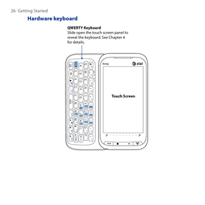 Page 26
6 Getting Started

Hardware keyboard
Touch Screen
QWERTY KeyboardSlide open the touch screen panel to reveal the keyboard. See Chapter 4 for details. 