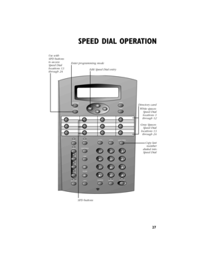 Page 2827
SPEED DIAL OPERATION
Use with SPD buttons to accessSpeed Diallocations 13through 24
SPD buttons
Directory card 
White spaces:Speed Dial locations1through 12
Gray Spaces:Speed Dial locations13through 24
Copy lastnumberdialed intoSpeed Dial
Enter programming mode
Edit Speed Dialentry  