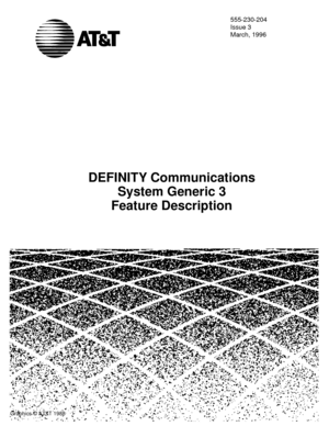 Page 1555-230-204
Issue 3
March, 1996
DEFINITY Communications 
System Generic 3
Feature Description
Graphics © AT&T 1988
Table of 
Contents 