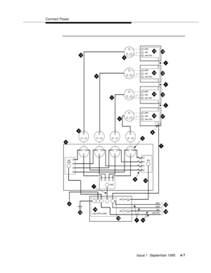 Page 44Connect Power
Issue 1  September 1995 
4-7
GRD
-48V
-48V RTN
1
GRD
-48V
-48V RTN
1
GRD
-48V
-48V RTN
1
GRD
-48V
-48V RTN
1
-48V
RTN
-48V
GRD
1
1
1
1
1
1
1
1
3
8
13
18
4
9
14
5
5
10
15
15
15
15
1
1
1
6
11
11
16
16
16
2
2
2
2
7
7
7
12
17
(-48V RTN & GRD)
75A-48V
-48V
GR D
GR D
-48V
-48V RTN
75A 