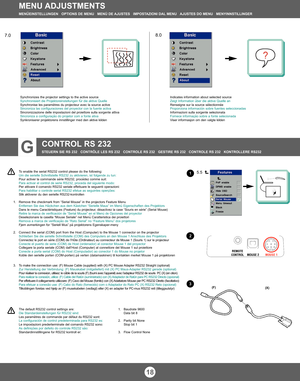 Page 17MENU ADJUSTMENTSMENÜEINSTELLUNGEN   OPTIONS DE MENU   MENÚ DE AJUSTES   IMPOSTAZIONI DAL MENU   AJUSTES DO MENU   MENYINNSTILLINGER
18
Synchronizes the projector settings to the active source
Synchronisiert die Projektoreinstellungen für die aktive Quelle
Synchronise les paramètres du projecteur avec la source active
Sincroniza las configuraciones del proyector con la fuente activa
Sincronizzazione delle impostazioni del proiettore sulla sorgente attiva
Sincroniza a configuração do projetor com a fonte...