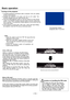 Page 2019
3
Basic operation
Caution on handling the PIN code
If you forget your PIN code, the projector
can no longer be started. Take a special
care in setting a new PIN code; write
down the number in a column on page 59
of this manual and keep it at hand. Should
the PIN code be missing or forgotten,
consult your dealer or service center.
Turning on the projector
1Complete peripheral connections (with a computer, VCR, etc.) before
turning on the projector.
2Connect the projector’s AC power cord into an AC...