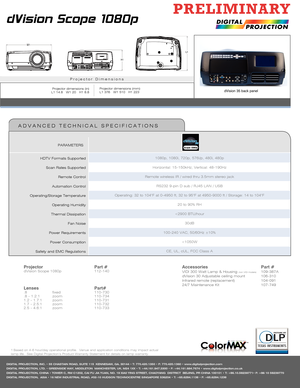 Page 2DIGITAL PROJECTION, INC. • 55 CHASTAIN ROAD, SUITE 115  KENNESAW, GA. 30144 • T: 770.420.1350 • F: 770.420.1360 • www.digitalprojection.com
DIGITAL PROJECTION, LTD. • GREENSIDE WAY, MIDDLETON  MANCHESTER, UK. M24 1XX • T: +44.161.947.3300 • F: +44.161.684.7674 • www.digitalprojection.co.uk
DIGITAL PROJECTION, CHINA • TOWER C, RM C1202, CAI FU JIA YUAN, NO. 19 XIA0 YING STREET, CHAOYANG  DISTRICT  BEIJING, PR CHINA 100101 • T: +86.10.58239771• F: +86 10 58239770
DIGITAL PROJECTION,  ASIA • 16 NEW...