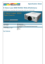 Page 1Specification Sheet
E-Vision Laser 8500 WUXGA White \(Preliminary\)
8,500 ANSI Lumens | Contrast Ratio: 4,000:1 \(Dynamic Black\) 1,800:1 native | Part No:116-691
Colour System: DMD Specification:
Laser Phosphor
Display Type:
1 x 0.67 DarkChip