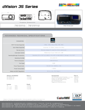 Page 2DIGITAL PROJECTION, INC. • 55 CHASTAIN ROAD, SUITE 115  KENNESAW, GA. 30144 • T: 770.420.1350 • F: 770.420.1360 • www.digitalprojection.com
DIGITAL PROJECTION, LTD. • GREENSIDE WAY, MIDDLETON  MANCHESTER, UK. M24 1XX • T: +44.161.947.3300 • F: +44.161.684.7674 • www.digitalprojection.co.uk
DIGITAL PROJECTION, CHINA • TOWER C, RM C1202, CAI FU JIA YUAN, NO. 19 XIA0 YING STREET, CHAOYANG  DISTRICT  BEIJING, PR CHINA 100101 • T: +86.10.58239771• F: +86 10 58239770
DIGITAL PROJECTION,  ASIA • 16 NEW...