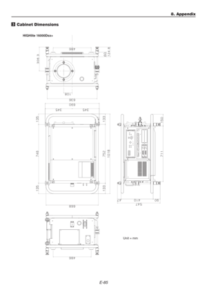 Page 85E-85
Unit = mm
3 Cabinet Dimensions
8. Appendix
HIGHlite 16000Dsx+ 