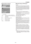 Page 90E-90
8 Using Software Keyboard
1 to 0 and Characters
........................ Use to type in IP address or projector name
MODE .............Selects one of three modes for alphabet and spe-
cial characters.
SP ................... Inserts a space
BS ................... Deletes one character backward
F..................... Returns to the previous
E..................... Advances to the next
OK ................... Executes the selection
Cancel ............. Cancels the selection
8. Appendix
9 Operation Using...