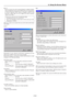 Page 64E-64
6. Using On-Screen Menu
Key1-4:
Enter encryption key when selecting [64bit] or [128bit] in [WEP].
Up to 5 characters can be set in 64 bit and up to 13 characters
in 128 bit. Press the “HEX” button to change to “ASCII” to set
the key in ASCII digit. You can toggle this button between
“ASCII” and “HEX”.
The key can also be set in hexadecimal digit.
*Hexadecimal uses 0 to 9 and A to F.
*Up to 10 characters can be set in 64 bit and up to 26
characters in 128 bit.
NOTE: Only numbers can be entered when...