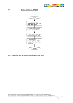 Page 13 
DIGITAL PROJECTION, INC. • 55 CHASTAIN ROAD, SUITE 115 KENNESAW , GA. 30144 • T: 770.420.1350 • F: 770.420.1360 • www.digitalprojection.com DIGITAL PROJECTION, LTD. • GREENSIDE W AY, MIDDLETON MANCHESTER, UK. M24 1XX • T: +44.161.947.3300 • F: +44.161.684.7674 • www.digitalprojection.co.uk DIGITAL PROJECTION, CHINA • TOW ER C, RM C1202, CAI FU JIA YUAN, NO. 19 XIA0 YING STREET, CHAOYANG DISTRICT BEIJING, PR CHINA 100101 • T: +86.10.58239771• F: +86 10 58239770 DIGITAL PROJECTION, ASIA • 16 NEW...