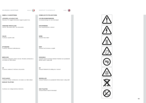 Page 1313
italianonorskSIKKERHET OG ADVARSLER
SICUREZZA E AVVERTENZE
SIMBOLI DI AVVERTENZA
LEGGERE LA GUIDA D’USO
Attenzione! Per maggiori informazioni, leggere la guida d’uso .
SYMBOLER PÅ PROJEKTOREN
LES BRUKSANVISNINGEN
Les bruksanvisningen for mere informasjon!
TENSIONE PERICOLOSAPericolo . Alta tensione all’int  erno del prodotto .
CALDOAvvertenza: superfici calde .
ATTENDEREAvvertenza: attendere il raffreddamento .
MERCURIOAvvertenza: la lampada contiene mercurio  . Riciclarla correttamente e 
non buttare...