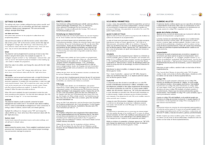 Page 6868
englishdeutsch francais español
SETTINGS SUB MENU
The settings sub menu contains settings that are system specific, and 
source independent, such as networking, and third party equipment 
interaction, display power management, PIN code and security 
settings, amongst other things .
set date and timeSet system date and time for the projector to utilise timer and 
programming options
 . 
Date and time are easiest set with the remote control  . Select either 
date or time, press “OK” on the remote...