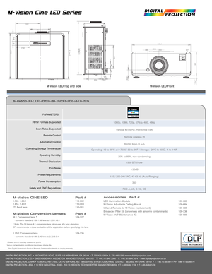 Page 2DIGITAL PROJECTION, INC. • 55 CHASTAIN ROAD, SUITE 115  KENNESAW, GA. 30144 • T: 770.420.1350 • F: 770.420.1360 • www.digitalprojection.comDIGITAL PROJECTION, LTD. • GREENSIDE WAY, MIDDLETON  MANCHESTER, UK. M24 1XX • T: +44.161.947.3300 • F: +44.161.684.7674 • www.digitalprojection.co.ukDIGITAL PROJECTION, CHINA • TOWER C, RM C1202, CAI FU JIA YUAN, NO. 19 XIA0 YING STREET, CHAOYANG  DISTRICT  BEIJING, PR CHINA 100101 • T: +86.10.58239771• F: +86 10 58239770DIGITAL PROJECTION,  ASIA • 16 NEW INDUSTRIAL...