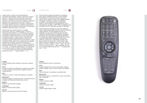 Page 2323
italianonorskTELECOMANDO
FJERNKONTROLL
POWER
Passa il proiettore dalla modalità di accensione a quella di 
standby  .
AUTO
Consente di regolare il proiettore per visualizzare l’immagine 
in modo corretto, incluso posizione, larghezza, altezza e 
stabilità generale .
INFO
Visualizza a schermo lo stato del proiettore e la sorgente .
BACKLIGHT
Accende e spegne la retroilluminazione  . La retroilluminazione 
si spegne automaticamente dopo dieci secondi .
BRIGHT
Regola la luminosità dell’immagine ....