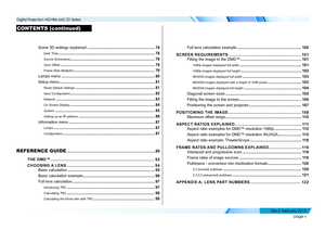 Page 6page v
Some 3D settings explained ...............................................................78
Dark Time ..........................................................................................78
Source Dominance ...............................................................................78
Sync Offset ........................................................................................78
Frame Rate Multiplier............................................................................79...