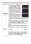 Page 6767
SCREEN menu
ItemDescription
SOURCE NAME (Continued )(6) 
 The current name will be displayed 
on the first line. Use the ▲/▼/◄/► 
buttons and the ENTER or 
 button to 
select and enter characters. To erase 1 
character at one time, press the RESET 
button or press the ◄ and 
 button 
at the same time. Also if you move the 
cursor to DELETE or ALL CLEAR on 
screen and press the  ENTER or 
 
button, 1 character or all characters will 
be erased. The name can be a maximum 
of 16 characters.
(7) 
 To...