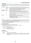 Page 11198
[LIGHT	MODE]
Adjusting	the	energy	savings	settings	and	the	brightness	of	each	projector	in	multi-screen	projection.	For	energy	
savings	settings,	see	page	29	“3-6.	Changing	LIGHT	MODE/Checking	Energy-Saving	Effect	Using	LIGHT	MODE	
[LIGHT	MODE]”.
LIGHT	MODENORMALThe	light	module	luminance	(brightness)	will	become	100%	and	the	screen	will	turn	bright.
ECO1By	controlling	the	brightness	and	fan	speed	according	to	the	selected	setting,	energy	can	be	saved	and	motion	noise	and	the	power	consumption	can	be...
