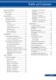 Page 81... English
Table of Contents
Table of Contents ..................................1
Usage Notice
  ..........................................2
Precautions  .............................................2
Introduction ...........................................4
Product Features ....................................4
Package Overview
  .................................5
Product Overview
  ..................................6
Projector  .......................................................6
Connection...