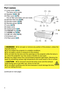 Page 44
Introduction
►Do not open or remove any portion of the product, unless the 
manuals direct it.
►Do not subject the projector to unstable conditions.
►Do not apply a shock or pressure to this product.
►Do not look into the lens and the openings on the projector while the lamp is 
on, since the projection ray may cause a trouble on your eyes.
►Keep any object away from concentrated projection light beam. Blocking the 
beam by something causes high temperature and could result in fire or smoke. WARNING...