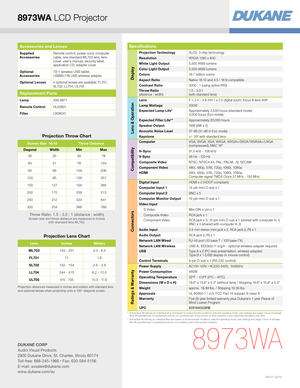 Page 4*   Actual lamp life will vary by individual lamp and based on environmental conditions, selected operating mode, user settings and usage. Hours of average lamp life specified are not guaranteed and do not constitute part of the product or lamp warranty. Lamp brightness decreases over time.**   Actual filter life will vary by individual filter and based on environmental conditions, selected operating mode, user settings and usage. Hours of average filter life specified are not guaranteed and do not...