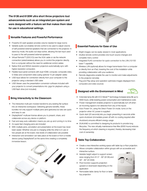 Page 2   Bring Interactivity to the Classroom
• The interactive multi-pen module transforms any existing flat surface 
into an interactive workspace. Delivering genuine benefits, these 
bundles not only support multiple pens (and gestures) but also are quick 
and easy to use
•  DisplayNote
® multiuser license allows you to present, share, and 
collaborate across any device or platform
•  Fast and easy auto-calibration means you are up and running in no time
•  2x super-fast charging pens are included
•  With...