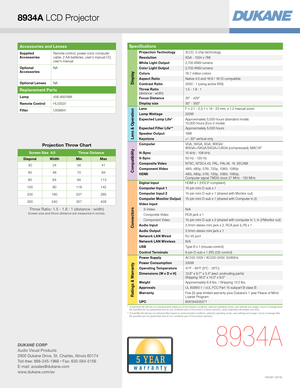 Page 3*  Actual lamp life will vary by individual lamp based on environmental conditions, selected operating mode, user settings and usage. H\
ours of average lamp 
life specied are not guaranteed and do not constitute part of the product or lamp warranty. Lamp brightness decreases over time.
**   Actual lter life will vary by individual lter based on environmental conditions, selected operating mode, user settings and usage. H\
ours of average lter 
life specied are not guaranteed and do not constitute part...