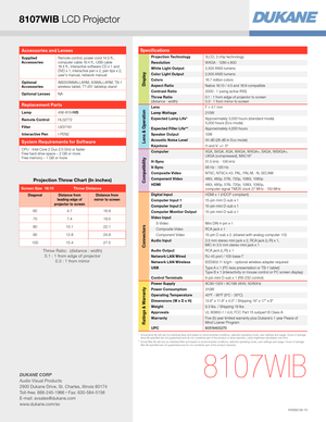 Page 4*   Actual lamp life will vary by individual lamp and based on environmental conditions, selected operating mode, user settings and usage. Hours of average lamp life specified are not guaranteed and do not constitute part of the product or lamp warranty. Lamp brightness decreases over time.**   Actual filter life will vary by individual filter and based on environmental conditions, selected operating mode, user settings and usage. Hours of average filter life specified are not guaranteed and do not...