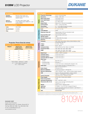 Page 4*   Actual lamp life will vary by individual lamp and based on environmental conditions, selected operating mode, user settings and usage. Hours of average lamp life specified are not guaranteed and do not constitute part of the product or lamp warranty. Lamp brightness decreases over time.**   Actual filter life will vary by individual filter and based on environmental conditions, selected operating mode, user settings and usage. Hours of average filter life specified are not guaranteed and do not...