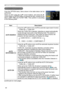 Page 42
40

OPTION menu
OPTION menu
ItemDescription
AUTO SEARCH
Using the ▲/▼ buttons turns on/off the automatic signal search function.
TURN ON ó TURN OFF
When the TURN ON is selected, detecting no signal automatically cycles through input ports in the following order. The search is started from the current port. Then when an input is found, the projector will stop searching and display the image. 
 COMPUTER IN1   COMPUTER IN2
   VIDEO  S-VIDEO  COMPONENT 
AUTO 
KEYSTONE 
Using the ▲/▼ buttons turns on/off...