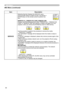 Page 54
54
MIU Menu
ItemDescription
SERVICE
Selecting this item displays the SERVICE menu.Use the ▲/▼ buttons to select an item, and the ► or ENTER button on the remote control to perform the item.
REMOVE ALL, REMOVE SD CARD, REMOVE USBChoose one of the following items either “REMOVE ALL”, “REMOVE SD CARD” or “REMOVE USB” that matches a media to be taken out, from projector, when you remove the SD Memory Card or USB memory.
Use the ▲ button to perform the procedure to remove the media.EXECUTE  CANCELThe...