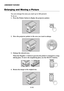 Page 55E-55
Enlarging and Moving a Picture
CONVENIENT FEATURES
You can enlarge the area you want up to 400 percent.
To  do so:
1. Press the Pointer button to display the projector pointer.
2. Move the projector pointer to the area you want to enlarge.
3. Enlarge the selected area.
When the Magnify (+) button is pressed, the pointer is changed to a mag-
nifying glass. To move the magnifying glass, use the SELECT button.
4. Return the image to the original size.
POINTER
SELECT
MAGNIFY
MAGNIFY 