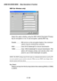 Page 106E-106
USING ON-SCREEN MENU  Menu Descriptions & Functions
WEP (for Wireless only)
Select this option whether using the WEP (Wired Equivalent Privacy)
key for encryption or not. To use encryption, specify WEP key.
Disable ............ Will not turn on the encryption feature. Your communi-
cations may be monitored by someone.
64bit ................ Uses 64-bit datalength for secure transmission.
128bit .............. Uses 128-bit datalength for secure transmission. This
option will increase privacy and...