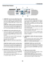 Page 1515
1. Introduction
COMPONENT
YCb/Pb Cr/Pr
AUDIO
AUDIO AUDIO
AUDIOL/MONO
S-VIDEO COMPUTER 1 AUDIO PC CARDUSB(COMPUTER)USB(MOUSE)
MONITOR OUT
COMPUTER 2 PC CONTROLR
L/MONO VIDEO R
134
5 2
Terminal Panel Features
1.COMPUTER 1 Input Connector (Mini D-Sub 15 Pin)
Connect your computer or other analog RGB equip-
ment such as IBM compatible or Macintosh comput-
ers. Use the supplied RGB cable to connect to your
computer.
COMPUTER 1 AUDIO Input Mini Jack (Stereo Mini)
This is where you connect the audio output...