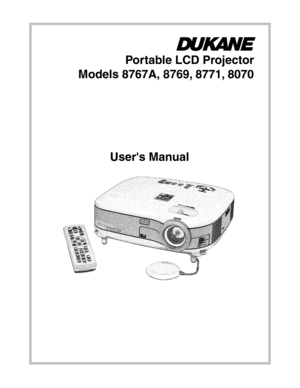 Page 1
 Portable LCD Projector
Models 8767A, 8769, 8771, 8070
Users Manual 