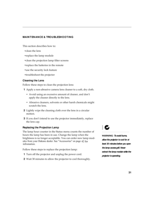 Page 3931
MAINTENANCE & TROUBLESHOOTING 
 \b
	

\b$
	6
F
	\b

F
	\b


F
	\b
;	

#	

F
	\b
		

	\b
	
F
	\b
	
(
#	
F	\b	
	\b
;	
Cleaning the Lens 
$
	\b
	
	

	\b
;	
6 1 





	

#	

	\b
F


)
	
#


G	
 

	\b

	
	
	\b

F

...