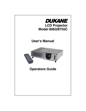 Page 1LCD Projector
Model 8063/8755C
Users Man ual
Operators Guide 