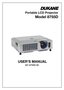 Page 1
Portable LCD Projector
Model 8755D
USER’S MANUAL
401-8755D-00 