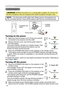 Page 18
16

Power on/off
Power on/off
WARNING  ►When the power is on, a strong light is emitted. Do not look into 
the lens of projector. Also do not peep at the inside of projector through a hole.
NOTE  • Turn the power on/off in right order. Please power on the projector prior 
to the connected devices. Power off the projector later than the connected devices.
Power switch
STANDBY/ON button
POWER indicator
Turning on the power
1. Make sure that the power cord is ﬁ rmly and correctly 
connected to the...