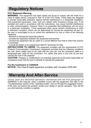 Page 136
9

 Regulatory Notices
FCC Statement Warning
WARNING:This equipment hasbeen tested andfound tocomply withthelimits fora
Class Bdigital device, pursuant toPart  ofthe FCC Rules. Theselimitsaredesignedtoprovide reasonable protectionagainstharmful interference inaresidential installation.Thisequipment generates,...