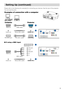Page 119
Setting Up (continued) Setting Up (continued)
Please refer to the following (for example) for connecting your devices. See the rear of the projector.
You can see the ports.
 R/CR/PR G/Y B/CB/PB H V
Examples of connection with a computer
AUDIO IN 1
AUDIO IN2
RGBRGB OUTREMOTE CONTROL
AUDIO OUT
CR/PRCB/PB
CONTROL
R - AUDIO IN - LVIDEO IN
S-VIDEO IN Y
R/C
R/PRG/Y
B/CB/PBHV
BNC
A
FD
AUDIO IN 1
AUDIO IN2
RGBRGB OUTREMOTE CONTROL
AUDIO OUT
CR/PRCB/PB
CONTROL
R - AUDIO IN - LVIDEO IN
S-VIDEO IN Y
R/C
R/PRG/Y...