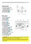 Page 7
5

Part names
Control panel
( ) STANDBY/ON button (17)( )   MENU button (24) It consists of four cursor buttons.(3) INPUT button (18)(4) POWER indicator (17)(5) TEMP indicator (66)(6) LAMP indicator (66)
Rear panel
( ) Shutdown switch (68)( ) Security slot (9)(3) Security bar (9)(4) AC inlet (13)(5) Power switch (17)
(6) RGB   port (10)(7) RGB  port (10)(8) CONTROL port (10)(9) M -D port (10)( 0) VIDEO port (10)( ) S-VIDEO port...